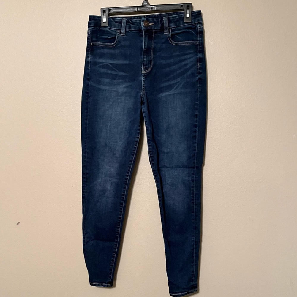 American eagle AE high rise Stretch Denim Jegging Size 8 Dark Wash Skinny